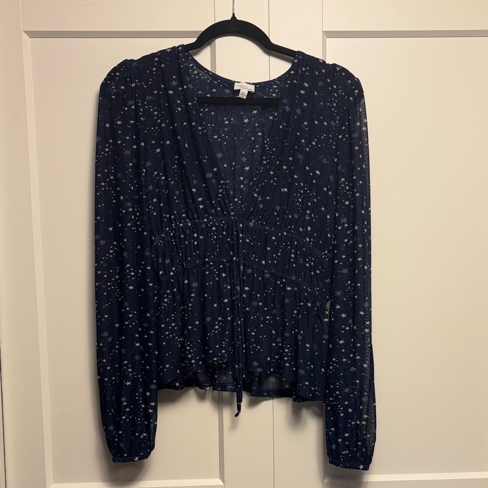 Women's Navy Star Print Blouse